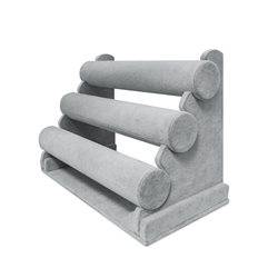 Expositor Pulseras 3 Niveles Terciopelo Gris