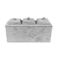 Expositor Anillos 3 Pisos Terciopelo Gris