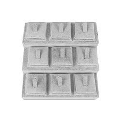 Expositor Anillos 3 Pisos Terciopelo Gris