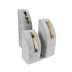 Expositor Pulseras Terciopelo Gris 3 Piezas
