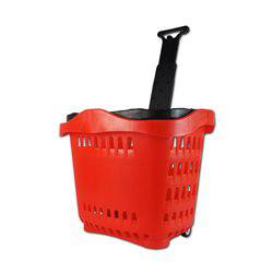 Cesta Supermercado Roja 2 Ruedas