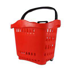 Cesta Supermercado Roja 2 Ruedas