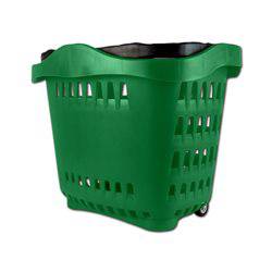 Cesta Supermercado Verde 2 Ruedas