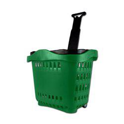 Cesta Supermercado Verde 2 Ruedas