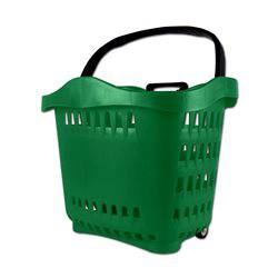 Cesta Supermercado Verde 2 Ruedas